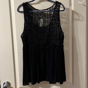 NWT!! Torrid size 2. Black tank with lace. Never worn! Super cute